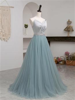 Picture of Pretty Grey and Green Long Simple Party Dresses Prom Dresses, A-line Formal Dress